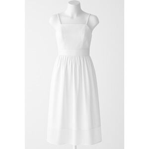 Banana Republic Leather Dress Womens 4 White Midi Resort Minimalist Elegant Chic